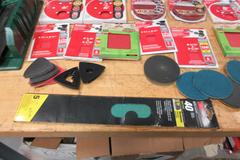 Sanding Pads and Paper Assorted Types, Steel Wool, 14" Masterforce Backsaw with Miter Box