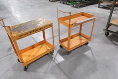 Steel Rolling Shop Carts (2x) with 2 Shelves and Elevated Handle for Ergonomic Handling