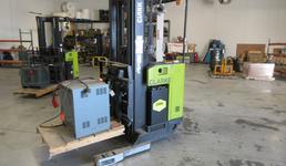 Clark Electric Standing Reach Forklift with Hobart 24V Charger, 4000 LB Load Capacity