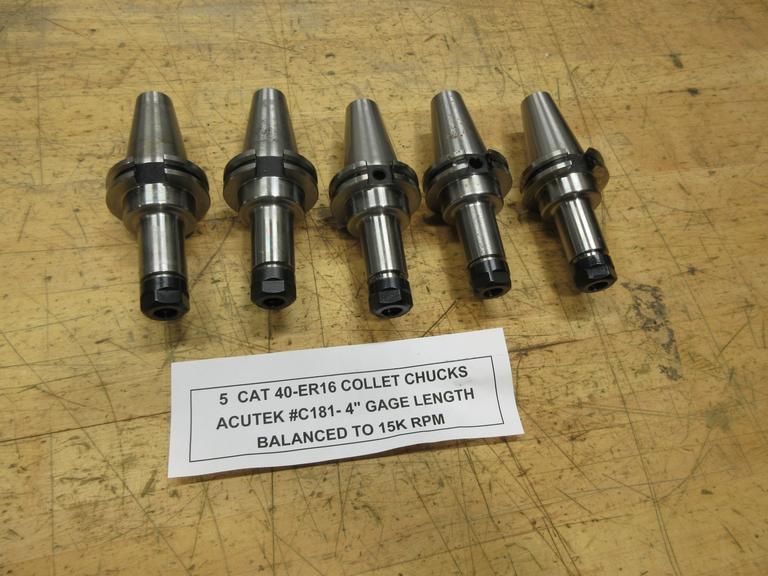 Acutek (5 pcs) #C181-4 CAT40 ER16 Collet Type Tool Holders, 4" Gage Length, Balanced to 15K RPM