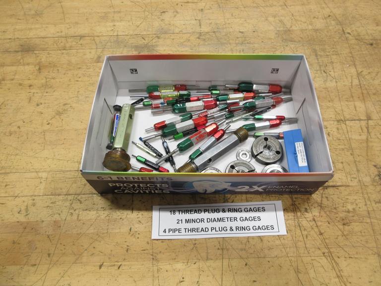 Thread Plug & Ring Gages (18pcs), Minor Diameter Pin Gages (21pcs), Pipe Thread Plug and Ring Gages (4pcs)