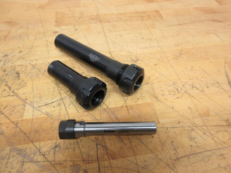 Redline Tools Straight Shank Collet Holders, (2) 1-1/4" Shanks ER32 7" and 1 Shortened to 4", (1) 3/4" Shank ER16 5" Length