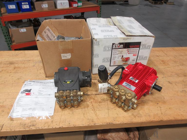 Pressure Washer Pumps (2 Units), (1) General Pump Triplex 4000 PSI, 4 GPM, (1) North Star Model NSSHFB50, 3000 PSI, 5 GPM, for Gas or Electric  ***Both New Unused***