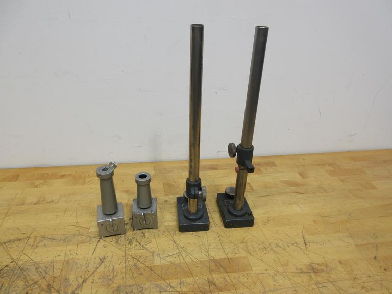 Van Keuren 16" Indicator Stands (2 pcs) with (2) Gertner Magnetic Base Stands with 1/2" & 3/4" Shank Holders