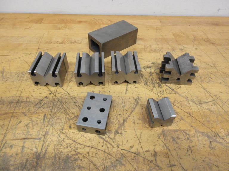 Vee Blocks (5) Assorted Sizes, (1) Steel Rectrangle 5" x 2.5" x 2", (1) 1-2-3 Block, All Precision Ground