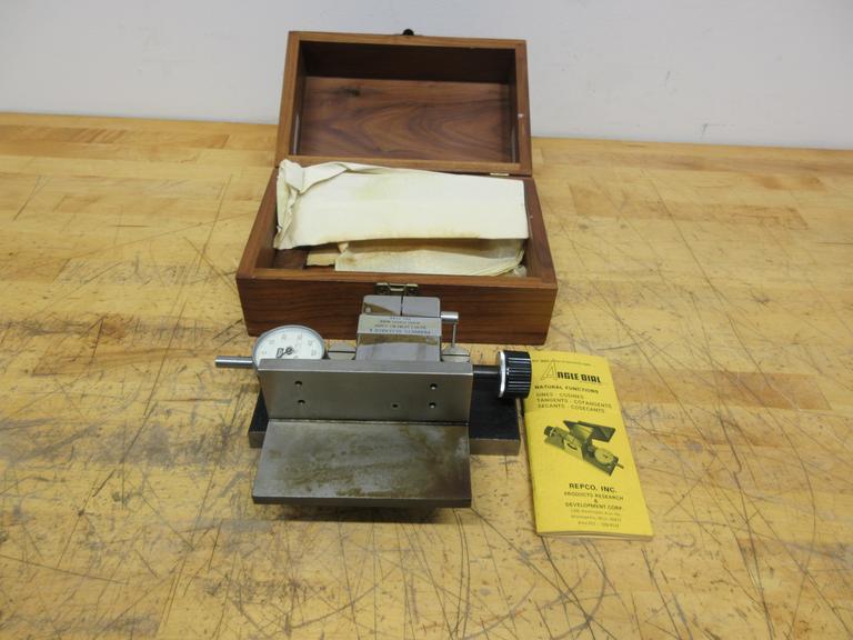 Repco Inc, Angle Dial Adjustable Sine Bar with Lufkin .001" Dial Travel Indicator and Instruction Booklet