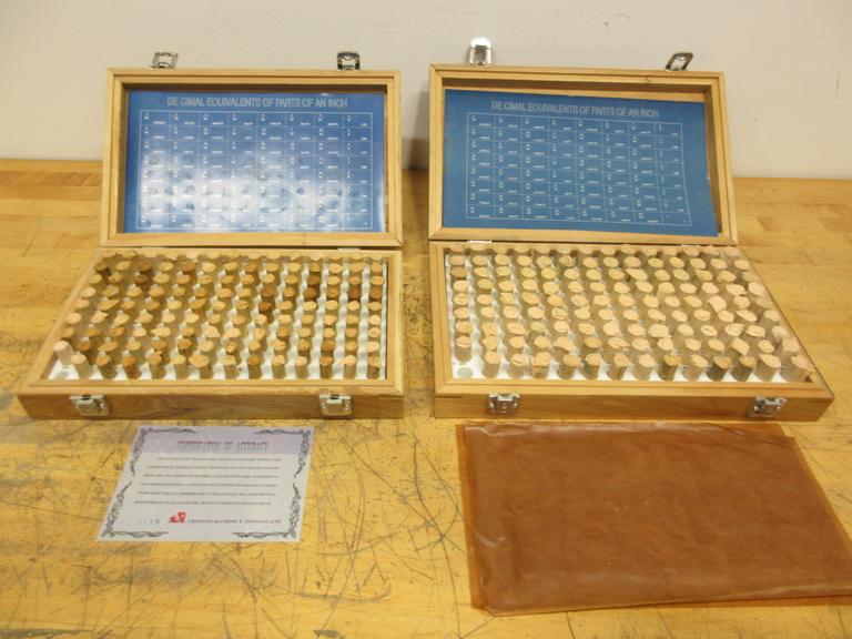 Changda .501" - .625" and .626" - .750" Minus Pin Gage Sets in Wooden Cases, ***All New Pins Still Wrapped***