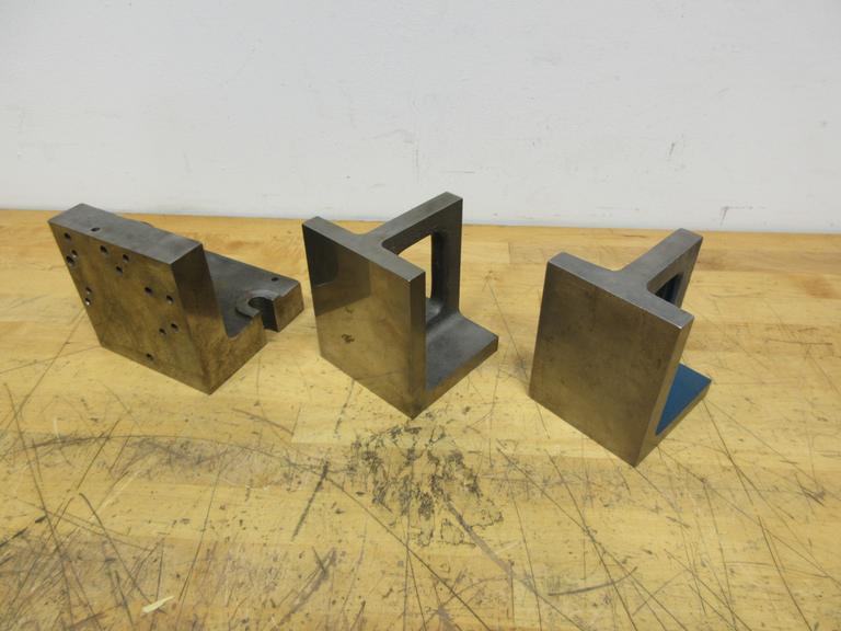 Cast Iron Angle Plates (3pcs), (1) 4.125" x 4.125" x 5", (1) 4" x 3.75" x 5", (1) 4.875" x 4.875" x 4.875"