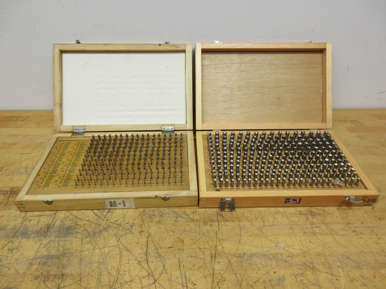Pin Gage Sets (1) Enco M-1 Plus .061" - .250", (1) Meyer M-2 Plus .251" - 500",  Both Look Complete in Wood Cases