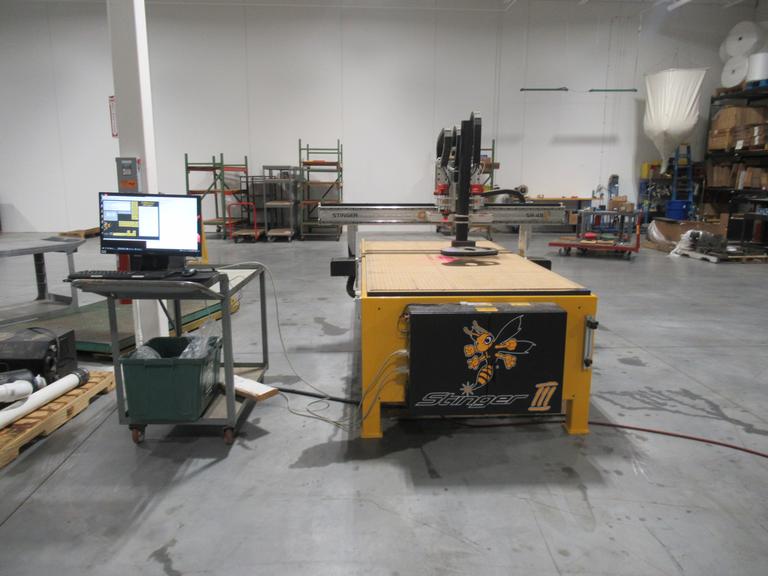 CAMaster Stinger X3 SR-48 CNC Router, 4 Zone Hurricane Vacuum Table System, Main Spindle and 2 Sub Spindles