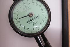 Dial Travel Indicators (3pcs) , (1) Federal 3" Face 1/2" Travel .0001" Res, (1) Brown & Sharpe 3" Face 1" Travel .002mm Res, (1) Federal 1" Face .0005" Res .09" Travel