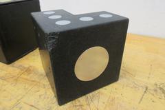 Granite Angle Plate 6" x 6" x 6" with Magnetic Inserts and 1/4-20 Mounting Holes in Protective Case