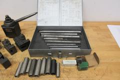 Aloris CXA Tool Post and (4) Assorted Holders, with Everede Tool Co. Boring Bar Set with Sleeves and Cutting Inserts