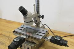 Nikon Measurescope Microscope with 10x Objective Lens, Ring and Stage Light, (2) Mitutoyo 164-162 Digital Micrometers 0-2" Range .00005" Resolution