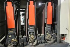 Time Savers 4300 Series Triple Head 52" Wide Belt Conveyor Feed Sanding Machine, Model 4331-45-001