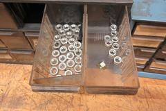 Multibin Organizers with Contents of Brass Fittings, and SAE Nuts