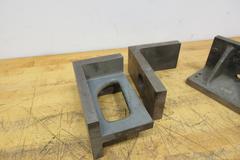 Cast Iron Angle Plates (3), (1) 4.5" x 8 x 5", (1) 8" x 5 " x 4.5", (1) 3.75" x 8.625" x 65"