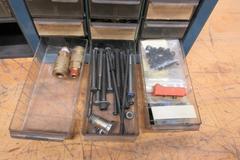 Multibin Organizers with Contents of Brass Fittings, and SAE Nuts