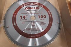 Oshlun Non-Ferrous Cut-Off Saw Carbide Tipped Blades (2pcs), 14" x 1" x 100T, (1) New, (1) Slight Use