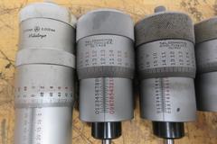 Precision Micrometer Heads (7pcs), 0-1" and 0-50mm Ranges, Starrett, Mitutoyo, Scherr Tumico and Other