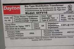 Dayton Dry Type Distribution Transformer 44YV16 