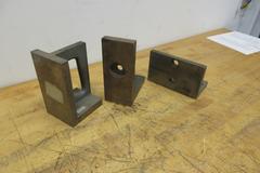 Cast Iron Angle Plates (3), (1) 4.5" x 8 x 5", (1) 8" x 5 " x 4.5", (1) 3.75" x 8.625" x 65"