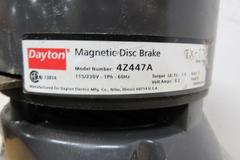  DAYTON AC Gearmotor Model 6Z400A: Parallel, Single Output Shaft, Split-Phase, TEFC, 8.5 RPM, 974 in-lb Max Torque with Dayton 4Z447A Magnetic Disc Brake