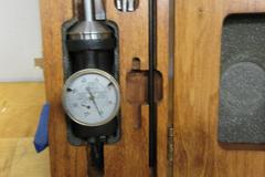 Blake Mfg. Coaxial Indicator .0005" Increments, .125" Travel Range, 1-3/8" Face with Stylus Points in Wood Case