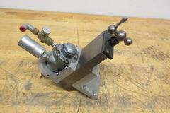 Gast Air Driven Spindle Mounted on 2" Travel Cross Slide, and  Small 1.75" Wide Self Centering Vise