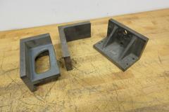 Cast Iron Angle Plates (3), (1) 4.5" x 8 x 5", (1) 8" x 5 " x 4.5", (1) 3.75" x 8.625" x 65"
