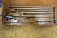 Starrett #124 Mechanical Inside Micrometer Set: 2 to 12" Range, 10 Extension Rods, Starrett 0-1" Travel Incdicator and 0-1" Pressure Micrometer **Unknown Brand**