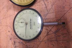Dial Travel Indicators (3pcs) , (1) Federal 3" Face 1/2" Travel .0001" Res, (1) Brown & Sharpe 3" Face 1" Travel .002mm Res, (1) Federal 1" Face .0005" Res .09" Travel