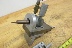 Gast Air Driven Spindle Mounted on 2" Travel Cross Slide, and  Small 1.75" Wide Self Centering Vise