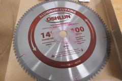 Oshlun Non-Ferrous Cut-Off Saw Carbide Tipped Blades (2pcs), 14" x 1" x 100T, (1) New, (1) Slight Use