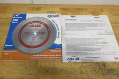 Oshlun Non-Ferrous Cut-Off Saw Carbide Tipped Blades (2pcs), 14" x 1" x 100T, (1) New, (1) Slight Use