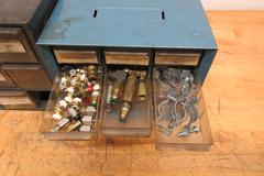 Multibin Organizers with Contents of Brass Fittings, and SAE Nuts