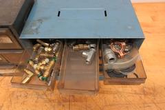 Multibin Organizers with Contents of Brass Fittings, and SAE Nuts