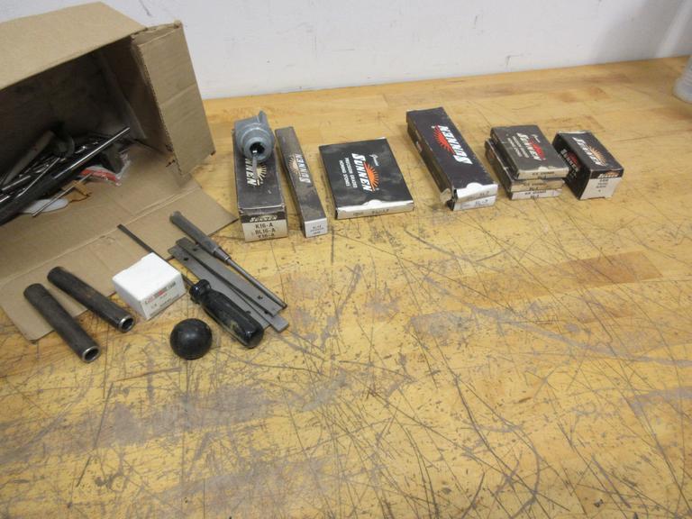 Sunnen Hone Stones, Adapter, Expander, Truing Sleeve and Box of Assorted Items