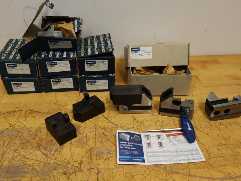Schunk BWTJ-K305-21 Quick Change 3-Jaw Chuck Base Jaws with (8) Sets of BWW 250 Steel Jaws ***All New, Unused***