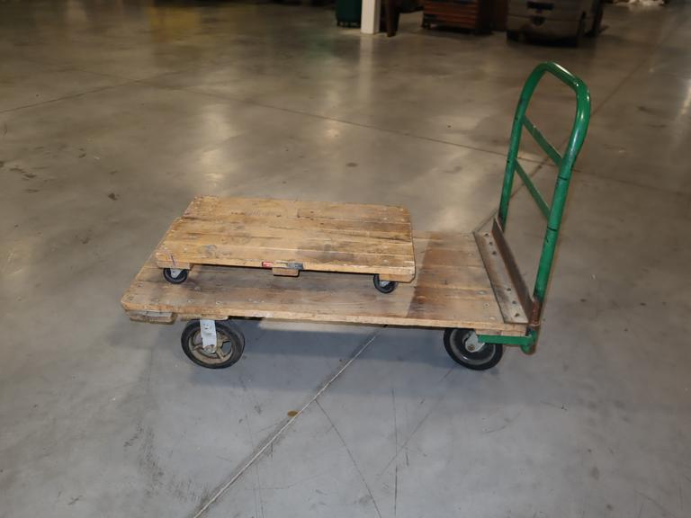 Rolling Shop Cart with Wooden Deck, and Wooden Furniture Dolly with Swivel Casters