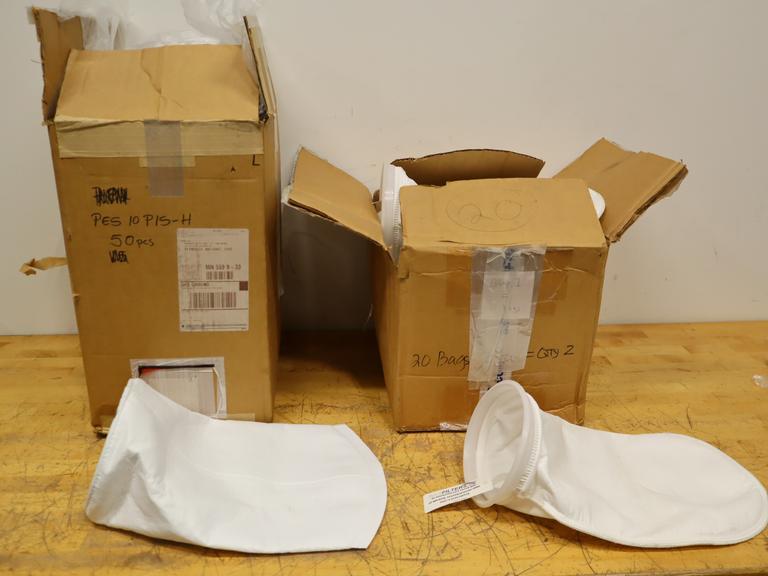 Filter Bags, 2 Boxes, 1 Box of Approx (20) BagFilters.com #1 Polyester 10 Micron #BFPE10P1SX, 1 Box Approx (50) PES 10 -P1SH