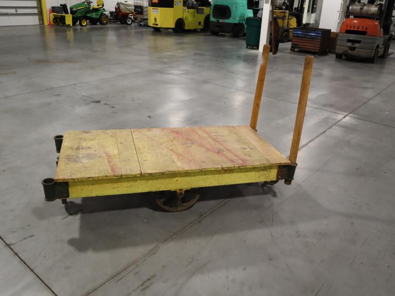 Antique Nutting Railroad Style Cart, 14" Center Wheels with 7" Swivel Wheels and Moveable Handles ***Vintage Nutting Brand Hardware***