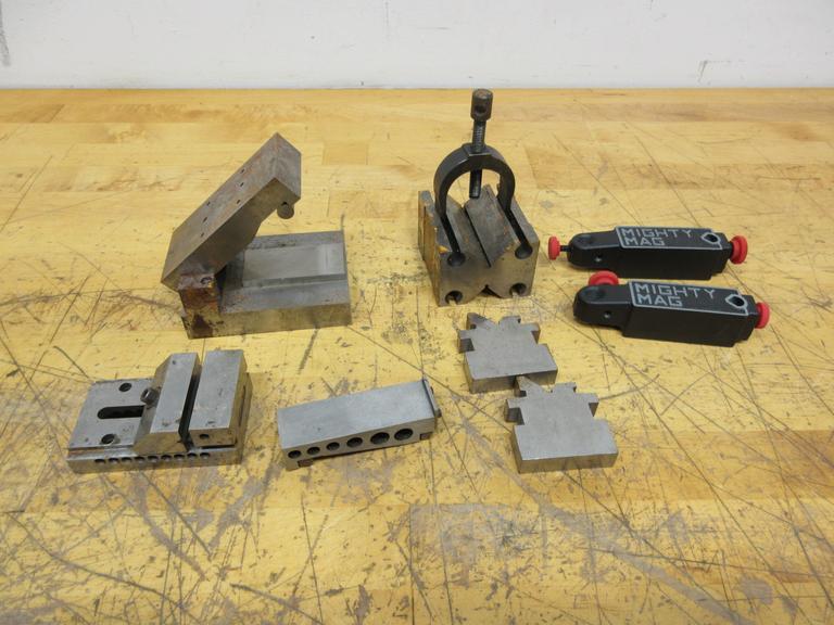 Adjustable 4" x 2" Sine Plate, 2" Tool Maker Vise, 1" x 3" Sine Bar, Vee-Blocks, All Shop Made with 2 Mighty Mag Bases