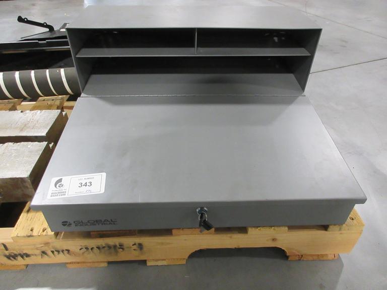 Global Industrial Wall Mount Locking Foremans Desk with Top Shelves