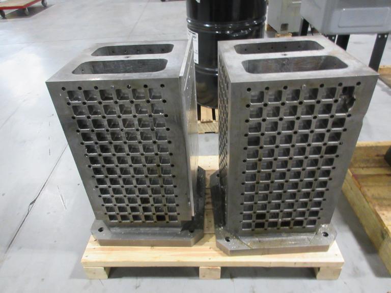  500mm Pallet (2pcs), 16" x 16" Square Tombstone with Mounting Grid of Pin and Threaded Holes, Pocketed to Lighten