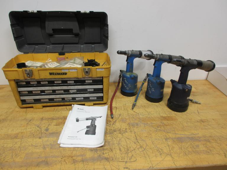 Avdel G3 Genesis Pneumatic Rivet Guns with Toolbox of Spare Parts, Manuals