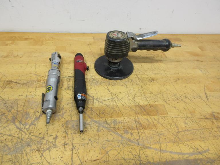 Pneumatic Air Tools, Alltrade 5.5" Random Orbital Sander, Rockford 3/8" Drive Ratchet, Desoutter 1/4" Drive Straight Screwdriver