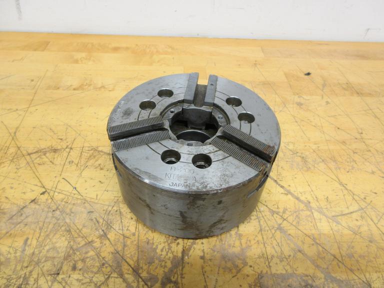 Kitagawa B-206 Open Center 6", 3-Jaw Power Chuck (Flatback), with A2-5 Mounting Adapter