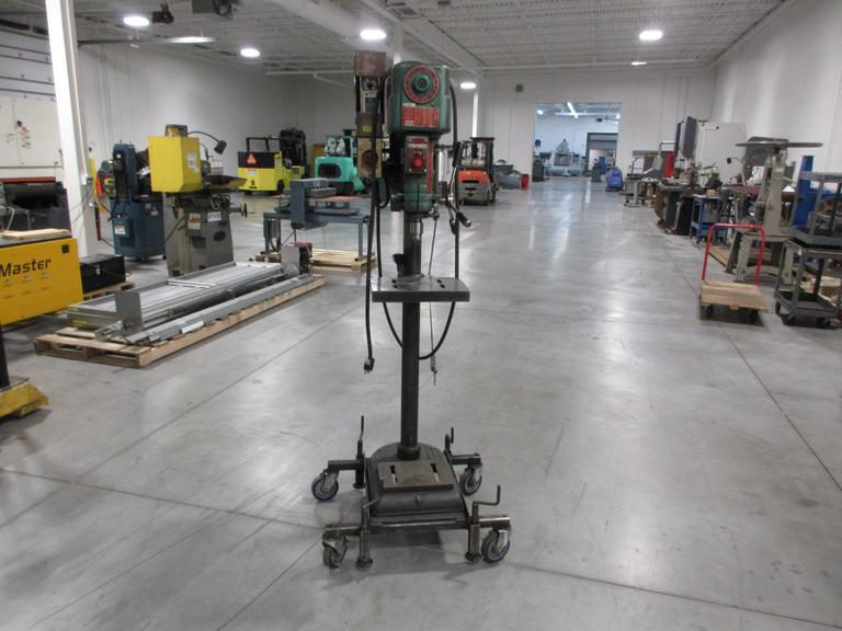 Powermatic Model 1150 15" Drill Press on Portable Rolling Stand, Wired Through Emerson VFD 120V Single Phase