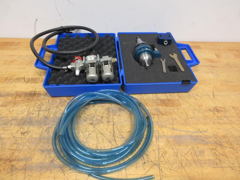 Air Turbine Spindle, CAT40 DT Series High Speed Air Spindle in Protective Case with Tubing and Regulator